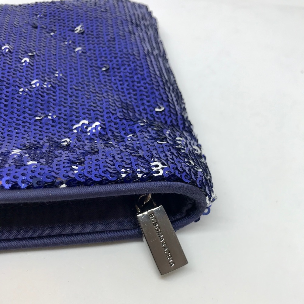 BCBGMaxazria Sequined Clutch Purse - Blue & Silver - Picture 6 of 8